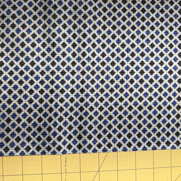 Decorator Fabric Material - 4 yards x 44" Cotton Small Geometic Blue Tan #3428 - Picture 2 of 6